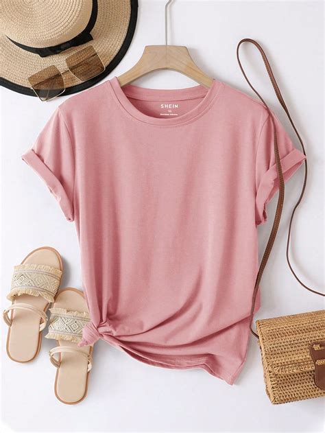 SHEIN USA | Round neck tees, Clothes for women, T shirts for women