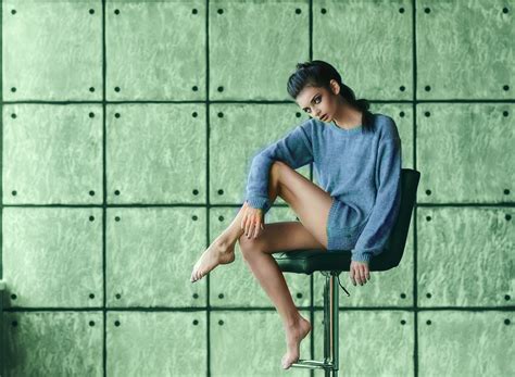 Download Legs Sweater Chair Woman Model HD Wallpaper