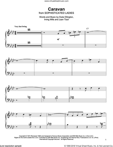 Oscar Peterson: Caravan sheet music for piano solo (transcription)