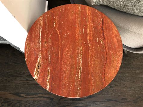 Red Travertine Marble Side Table by Le Lampade at 1stDibs | red travertine side table, red ...