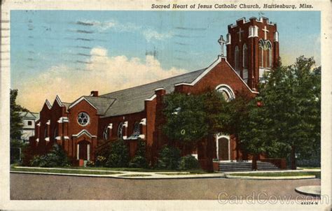 Sacred Heart of Jesus Catholic Church Hattiesburg, MS Postcard