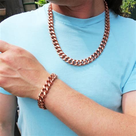 Heavy-duty Men's Copper Jewelry Set 24 Cuban - Etsy