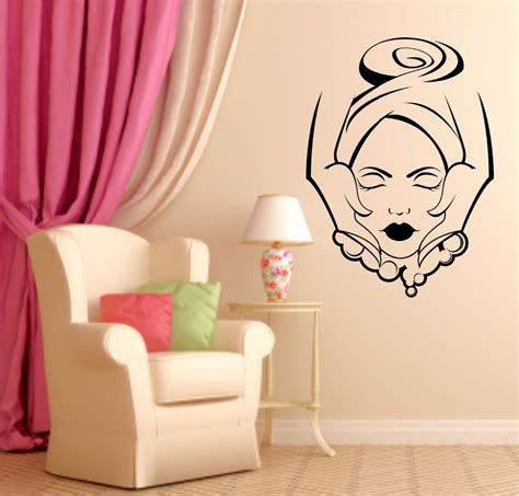 Girls Beauty Salon Wall Decal Face Massage Interior Fashion Design Wall Sticker Vinyl Removable ...
