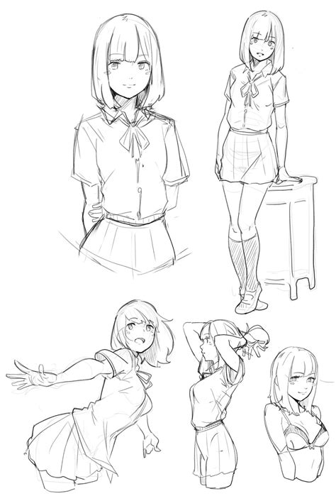 Anime Drawing References Schoolgirl Poses – Drawing Reference | Anime Drawings | Pinterest | 캐릭터 ...