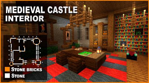 Minecraft: How to decorate a Medieval Castle | Interior Design Tutorial ...