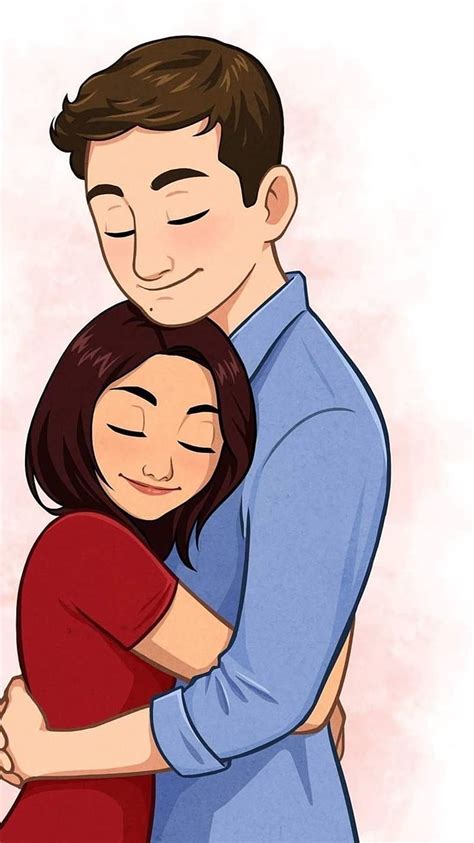 Cartoon Couple Love Hugging, cartoon couple love, hugging, HD phone ...