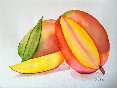 Mango Watercolor Original Painting, Tropical Fruit Painting, Kitchen ...