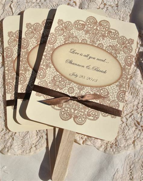 Personalized Wedding Favor Fans - Vintage Lace w/Ribbon by Accent the Party | Catch My Party