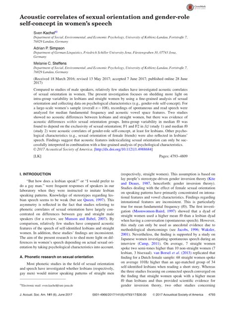 (PDF) Acoustic correlates of sexual orientation and gender-role self ...