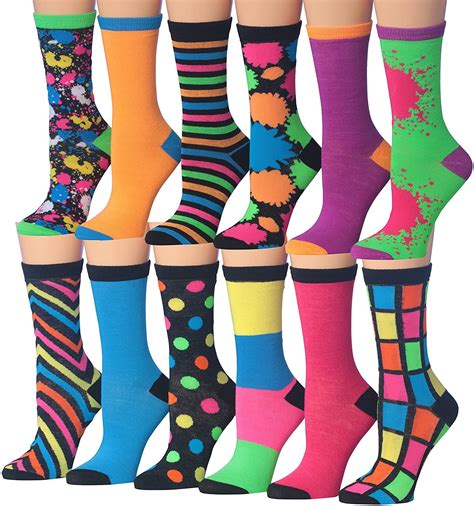 Women's 12 Pairs Colorful Patterned Crew Socks | Walmart Canada