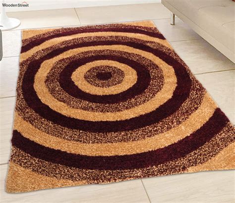 Buy Shag Carpet - Radiance Round Fluffy Rug (Maroon, 5 x 3 Feet) Online ...