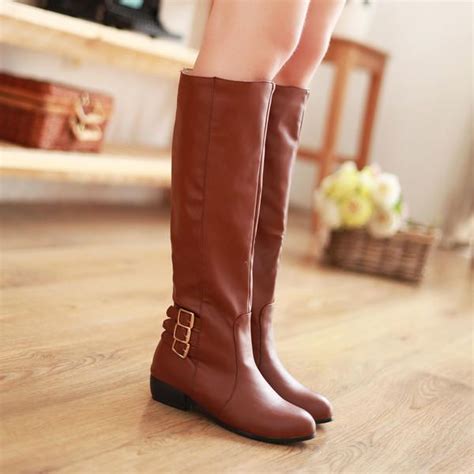 Knee high boots without heels, with small elegant embellishments | Boots, Knee high boots, Shoe ...