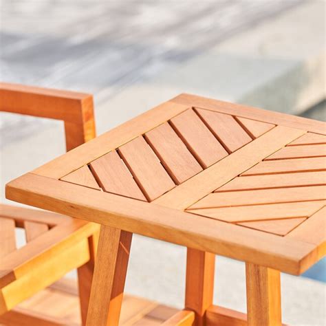 Clihome Wooden Outdoor Side Table Square Outdoor Coffee Table 18-in W x ...
