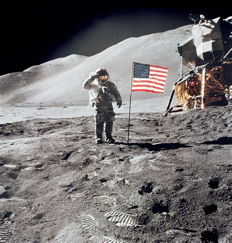 Astronaut David Scott Gives Salute Beside U.S. Flag During EVA - Moon: NASA Science