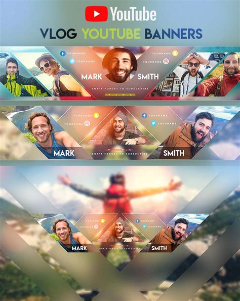 4 Creative Youtube Vlog Banners | Youtube banners, Youtube banner design, Youtube design