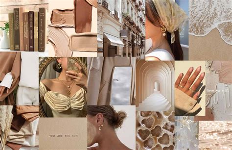 Download Caption: Tranquil Shades of Beige - A Femine Accessories Aesthetic Collage Wallpaper ...