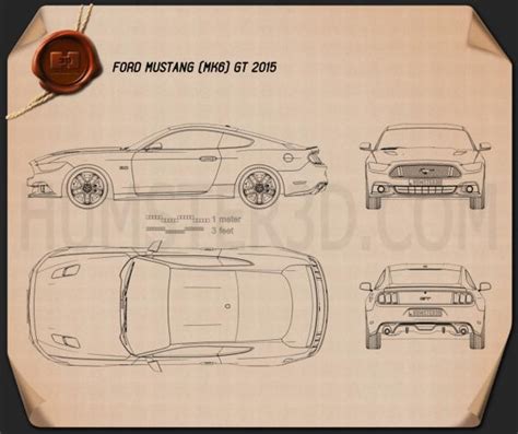 Ford Mustang GT 2015 Blueprint - Hum3D