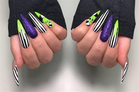 Beetlejuice Inspired Press On Nails Horror Nails Halloween Ireland | ubicaciondepersonas.cdmx.gob.mx