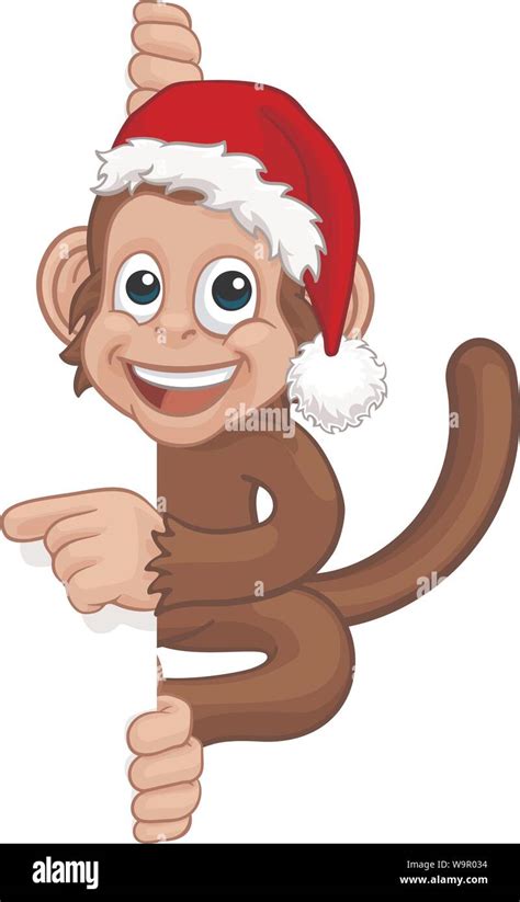 Christmas Monkey Cartoon Character in Santa Hat Stock Vector Image & Art - Alamy