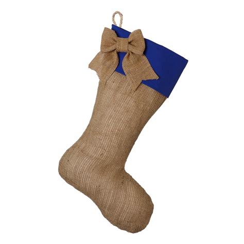 Personalized Burlap Christmas Stockings with Embroidered Blue | Etsy