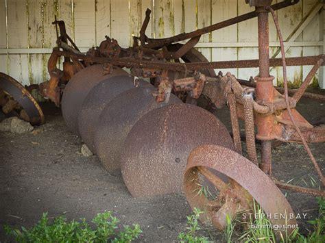 Photo: Disc harrow farm equipment. Pierce ranch, Point Reyes, California.