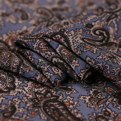 Paisley Design Printed Crepe De Chine Fabric With Excellent 100% Silk ...