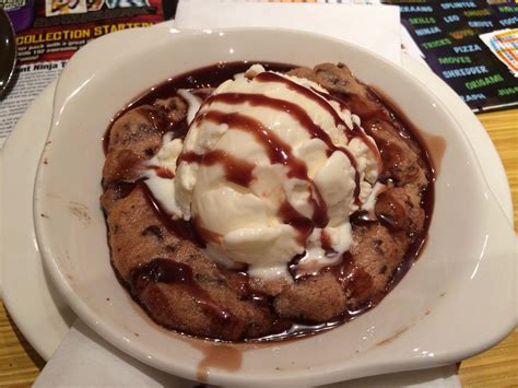 Pizza Hut chocolate chip cookie dough and ice cream.