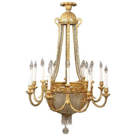 Wonderful Late 19th Century Gilt Bronze and Beaded Chandelier For Sale at 1stDibs