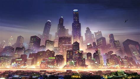 Sci-Fi, City, Night, Skyscraper, Buildings, Metropolis, 4K, #4.1008 Wallpaper