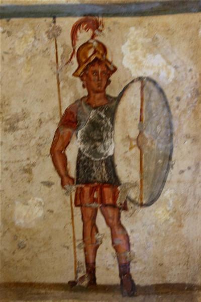 Fresco of An Ancient Macedonian Soldier (thorakitai) Wearing Chainmail Armor and Bearing a ...