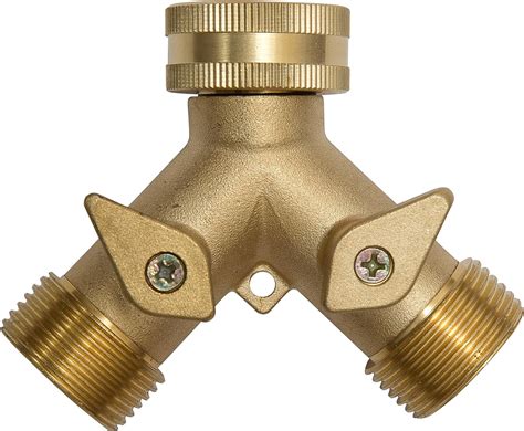 Solid Brass Double Hose Connector for Outdoor Tap And Garden Hoses ...