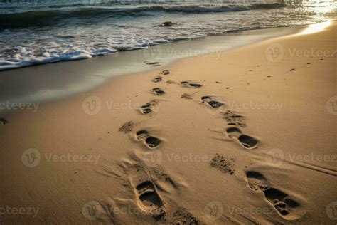 Footprints in the sand at sunset on a beautiful beach 28139115 Stock ...