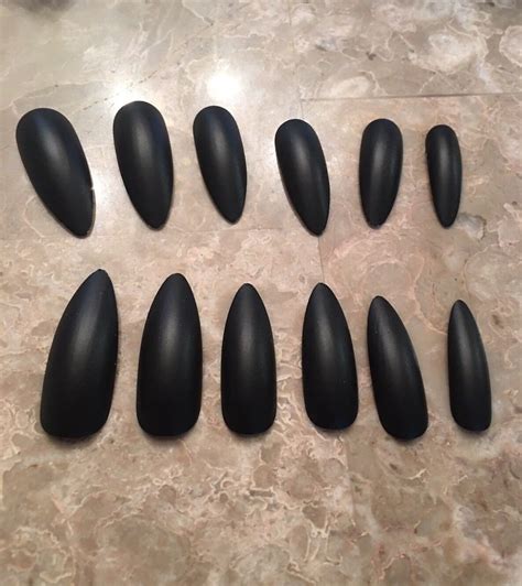 Black Matte Long Stiletto Ballerina Coffin Nails Fake Nails - Etsy