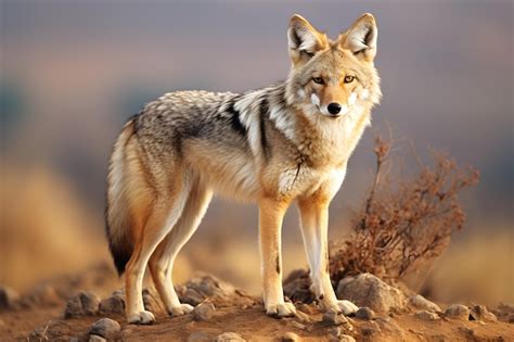 Premium AI Image | Arid Wilderness Wonders Inspiring Photographs of a Coyote Thriving in its Habitat