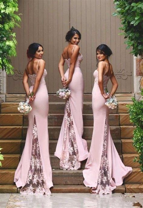 Pink Lace Bridesmaid Dresses