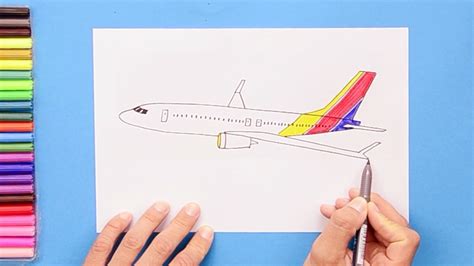 How to draw Boeing B737 passenger airplane (Southwest Airlines) - YouTube