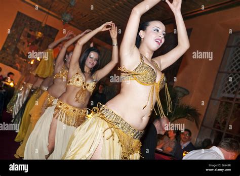 Belly dancers entertaining at Restaurant/Club Jad Mahal, Marrakech ...