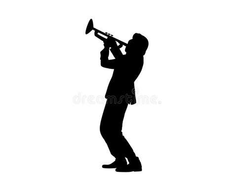 Black Silhouette of a Trumpet Player Isolated on White Background Stock Vector - Illustration of ...