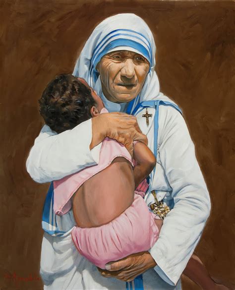 Daily Painting by Artist Dominique Amendola: Mother Teresa holding a ...