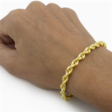 Real 10K Yellow Gold 1mm-10mm Solid Rope Chain Link Bracelet Men Women 7" 8" 9" | eBay