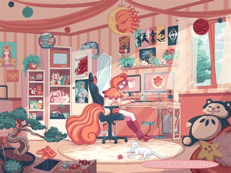 ArtStation - Streamer girl's room (commission, animated)