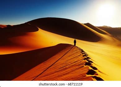 Sand Dune Climbing Sunrise Sahara Desert Stock Photo 68711119 ...