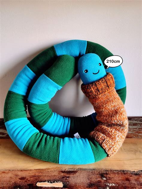 Giant Worm Plush Toy With Knitted Turtleneck, 200 Cm, Funny Fantasy Odd ...