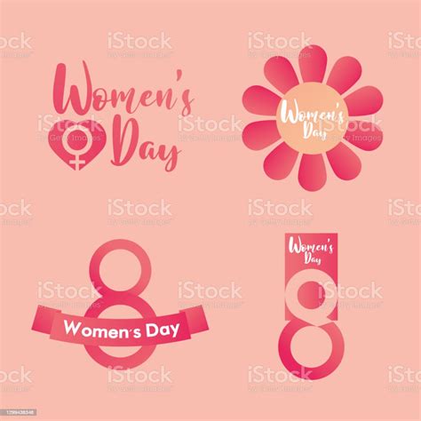 Womens Day Icons Lettering Message 8 March Flowers Stock Illustration - Download Image Now ...