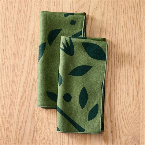 Willow Ship Decon Floral Table Linens - Forest Green | West Elm