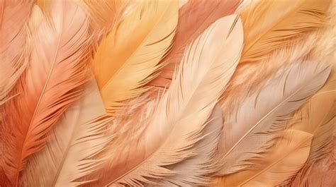 Feathers Resting Upon A Soft Pastel Textured Beige Backdrop Background, Pink Design, Pink ...