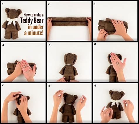 make a teddy bear from a hand towel or rag … | Diy baby stuff, Washcloth teddy bear, Towel animals