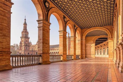 Scenic view of Plaza de Espana, Seville Spain aka the city of Theed on the planet Naboo Star ...