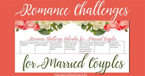 Married Couples Romance Challenges Calendar | Mama's Coffee Shop