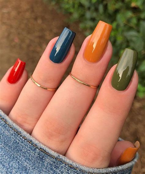 40 Beautiful Nail Design Ideas To Wear In Fall : Mismatched classic ...